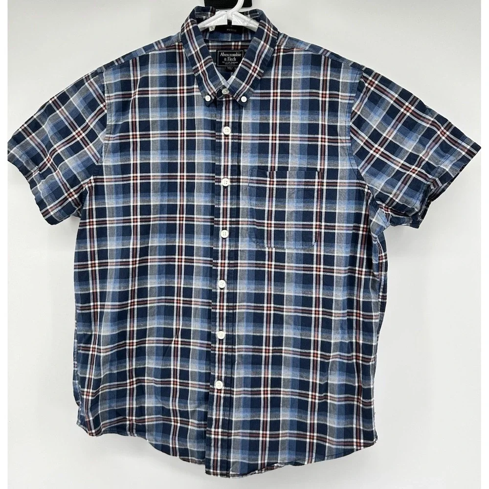 Abercrombie & Fitch Muscle Long Sleeve Button Down‎ Blue Men's Size XL
